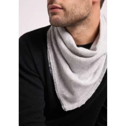 Echarpe carree franges unisexe IRMA en cachemire gris