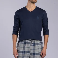 Ensemble et pyjama manche longue - Bleu Marine en coton bio