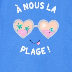 Ensemble Pyjama Filette corsaire haut imprimé avant et bas imprimé bleu