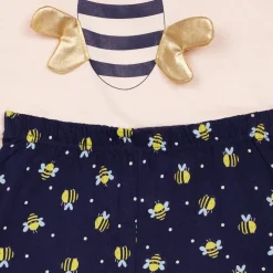 Ensemble Pyjama filette haut uni avant imprimé devant et short imprimé nude