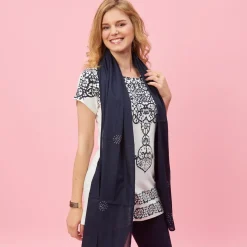 Ensemble tee-shirt, legging et foulard femme - Bleu en coton