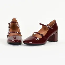 Escarpins femme en Cuir PIVOINE Bordeaux Vernis noir