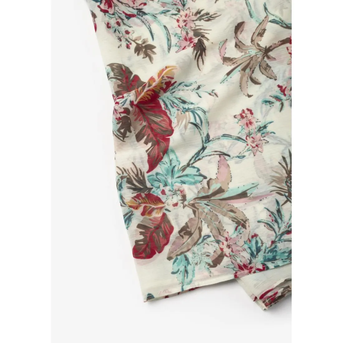 Foulard à motif tropical TRAVEL blanc Nina