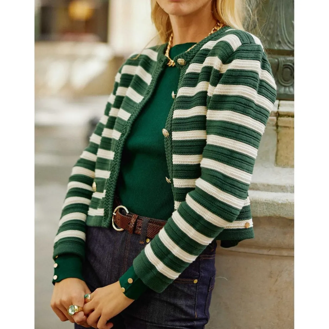 Gilet en mailles ANZONE - Vert