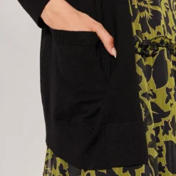 Gilet long à poche noir en viscose