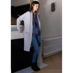 Gilet long col châle Hardy en viscose gris
