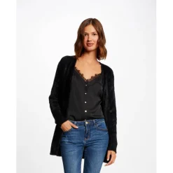 Gilet long maille duveteuse noir