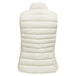 Gilet matelassé long col haut blanc en nylon Hattie
