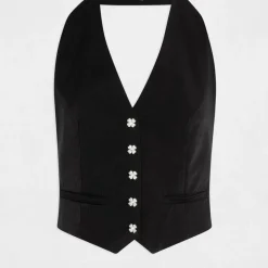 Gilet sans manches noir femme DOS NU