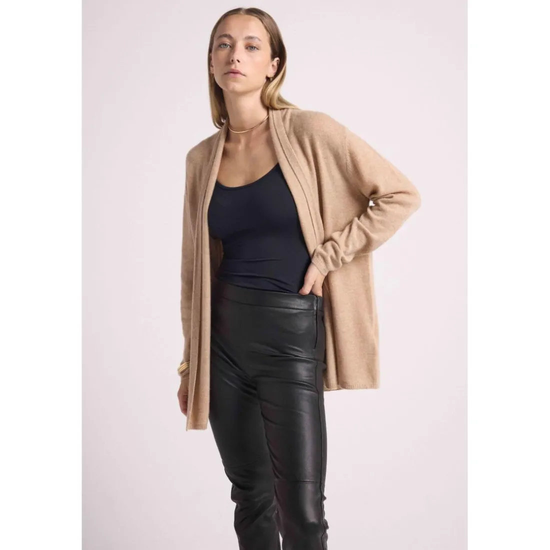 Gilet tube femme ZASSIA en cachemire new beige creme