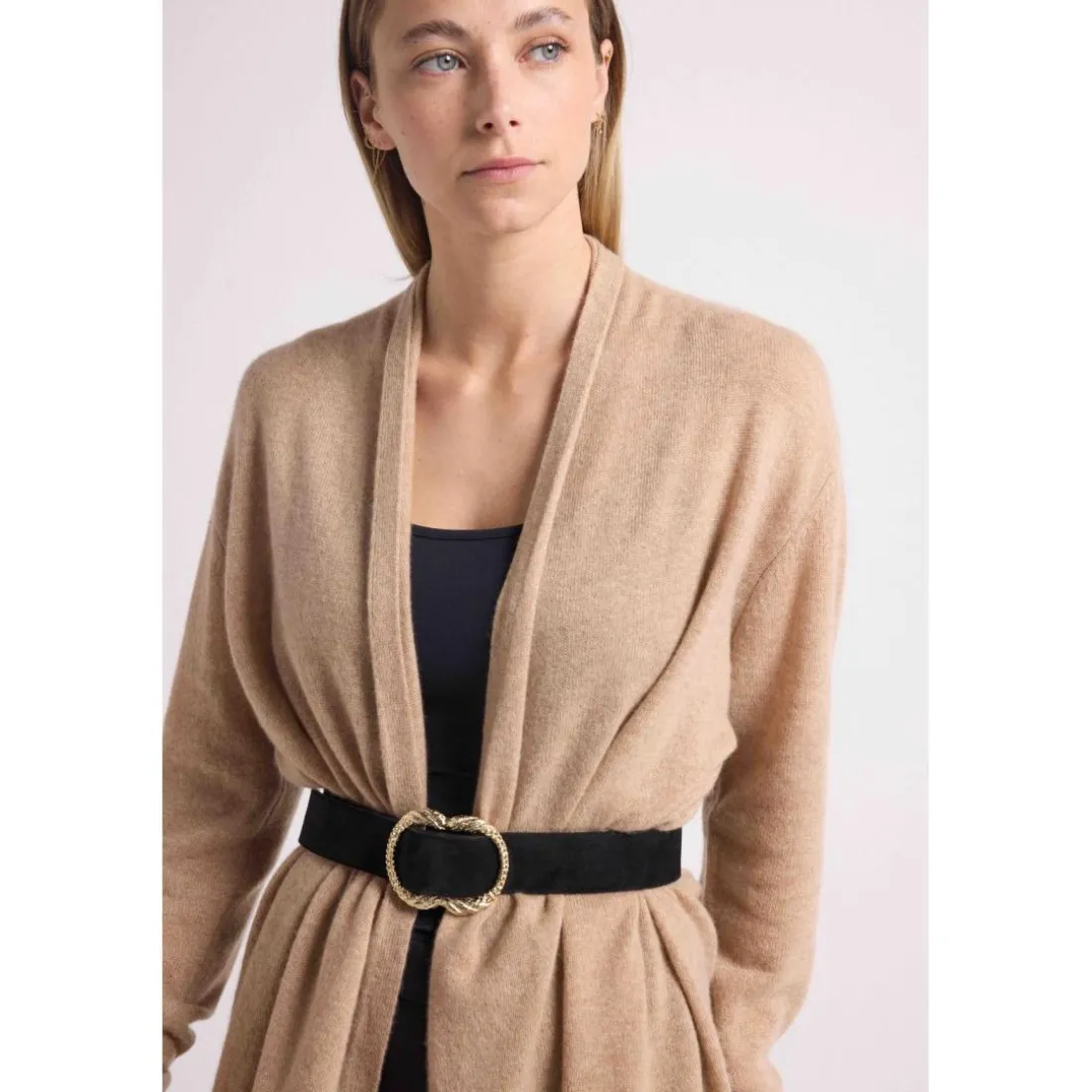Gilet tube femme ZASSIA en cachemire new beige creme