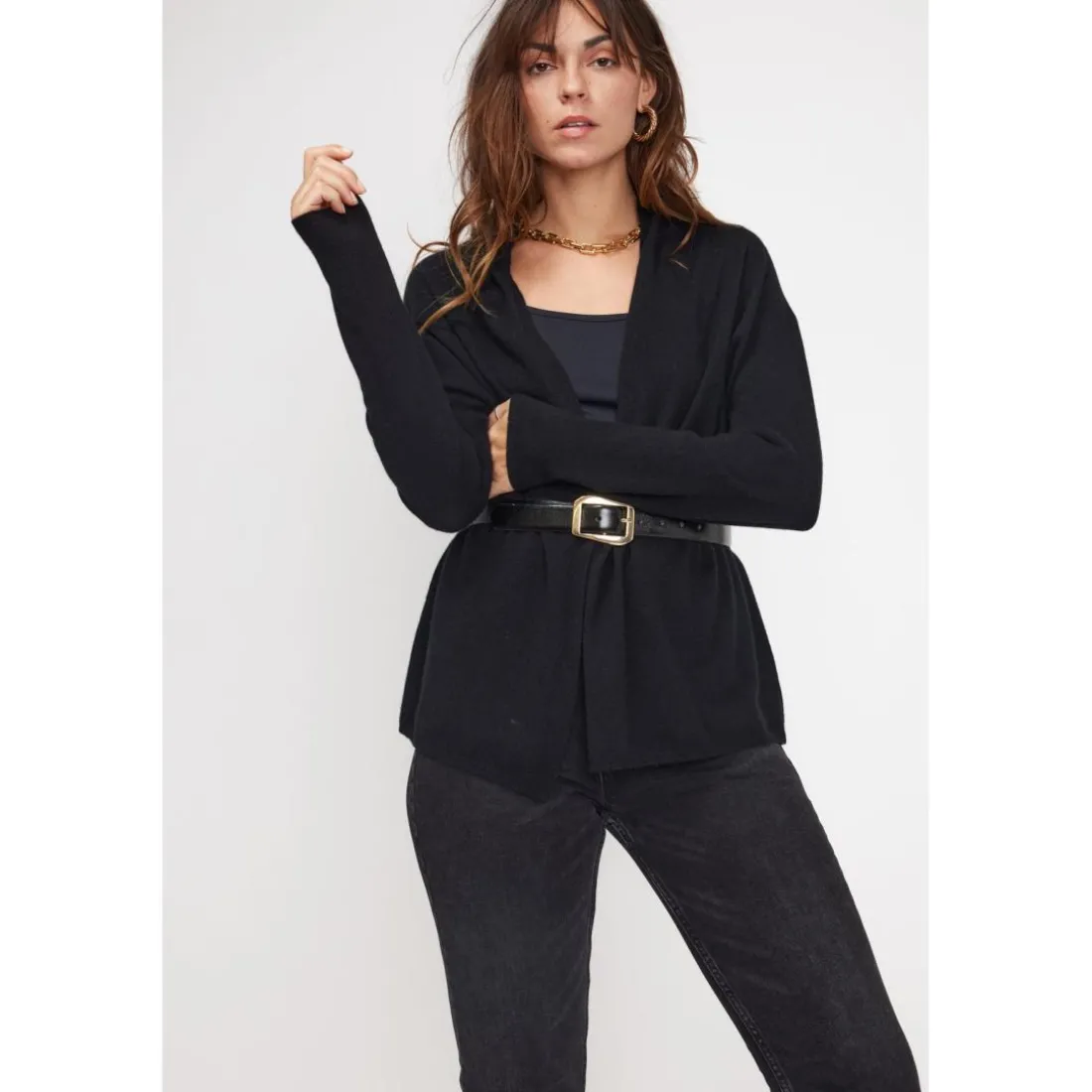 Gilet tube femme ZASSIA en cachemire noir