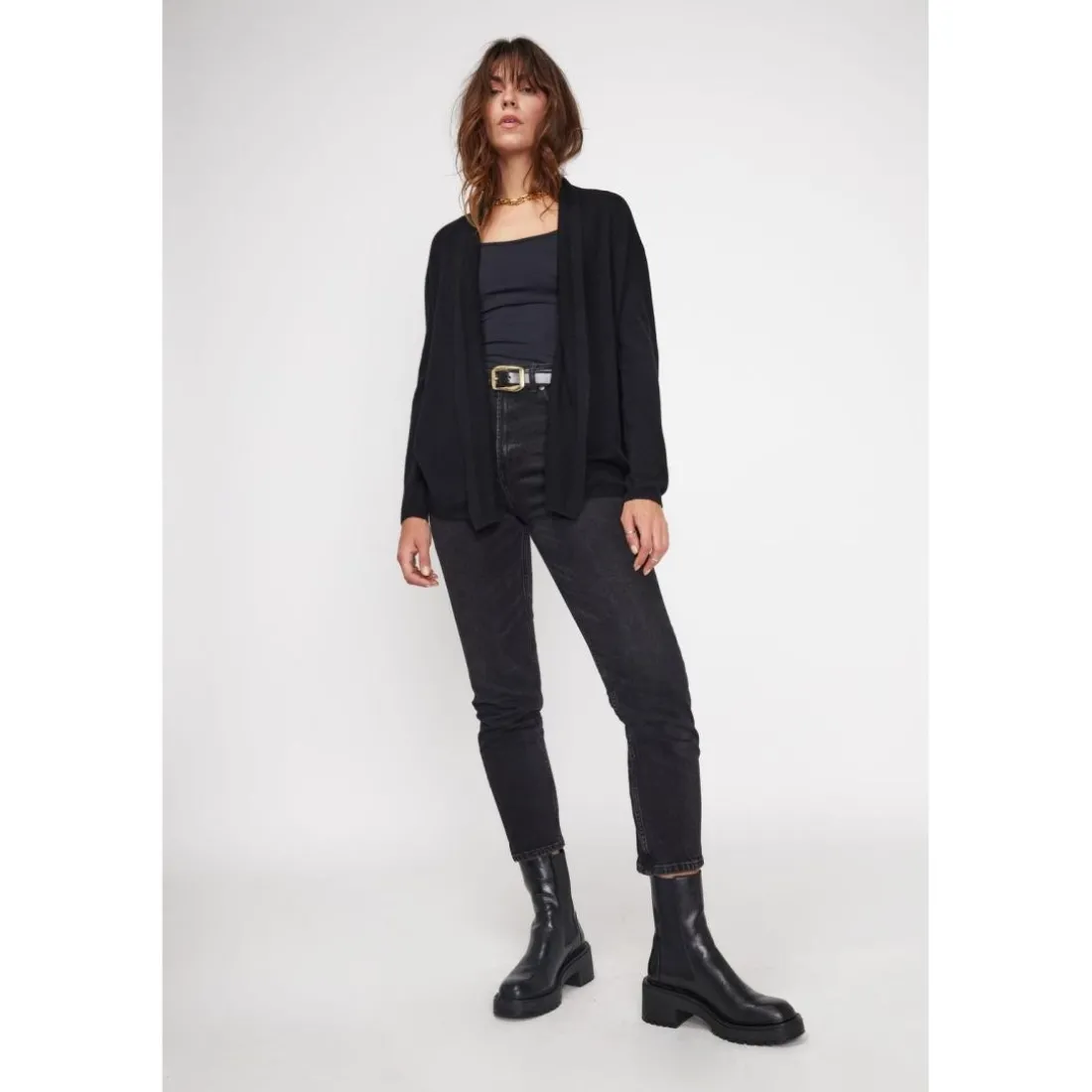 Gilet tube femme ZASSIA en cachemire noir