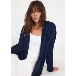 Gilet tube femme ZASSIA en cachemire bleu marine