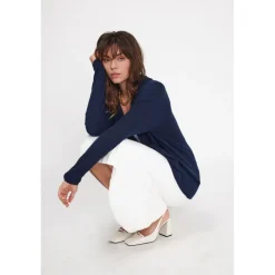 Gilet tube femme ZASSIA en cachemire bleu marine