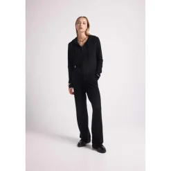Gilet zippe capuche femme ZUMA en cachemire noir