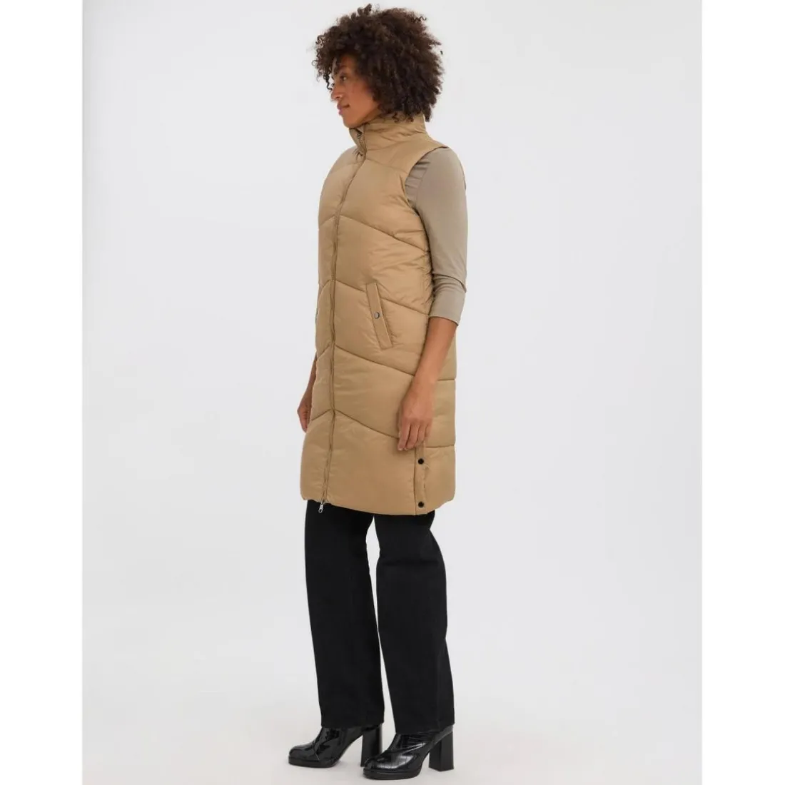 Gilets anti-froid Col haut Sans manches marron Élise