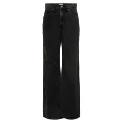 Jean à jambe large braguette zippée taille haute noir en coton Zadie