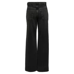 Jean à jambe large braguette zippée taille haute noir en coton Zadie