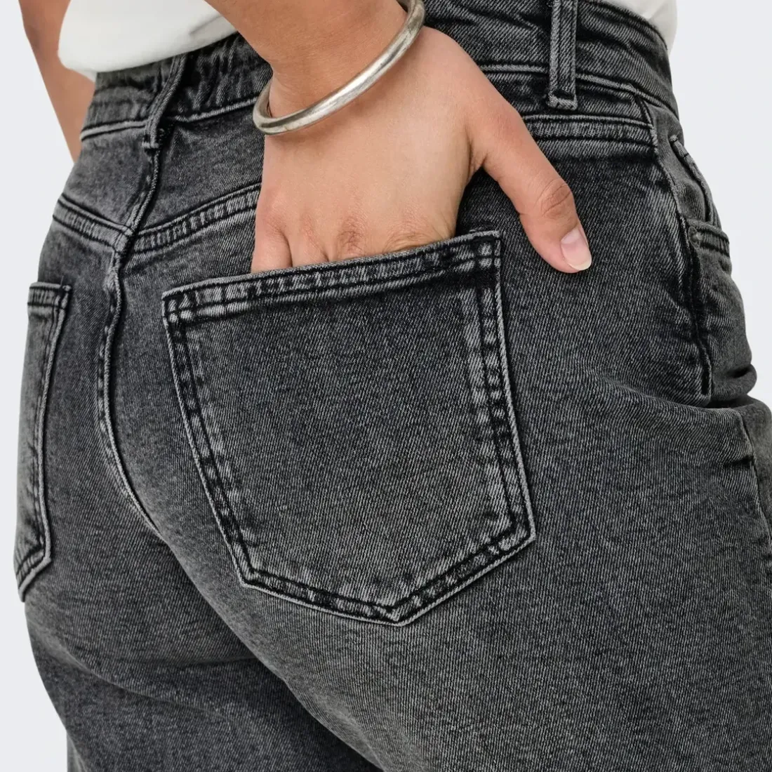 Jean à jambe large Juicy Dot890 gris en coton Sia