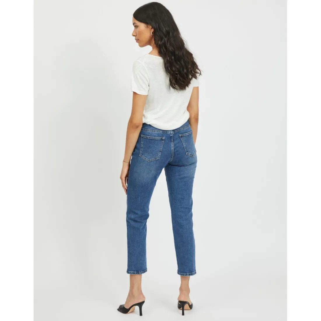 Jean 7/8 regular fit bleu en coton