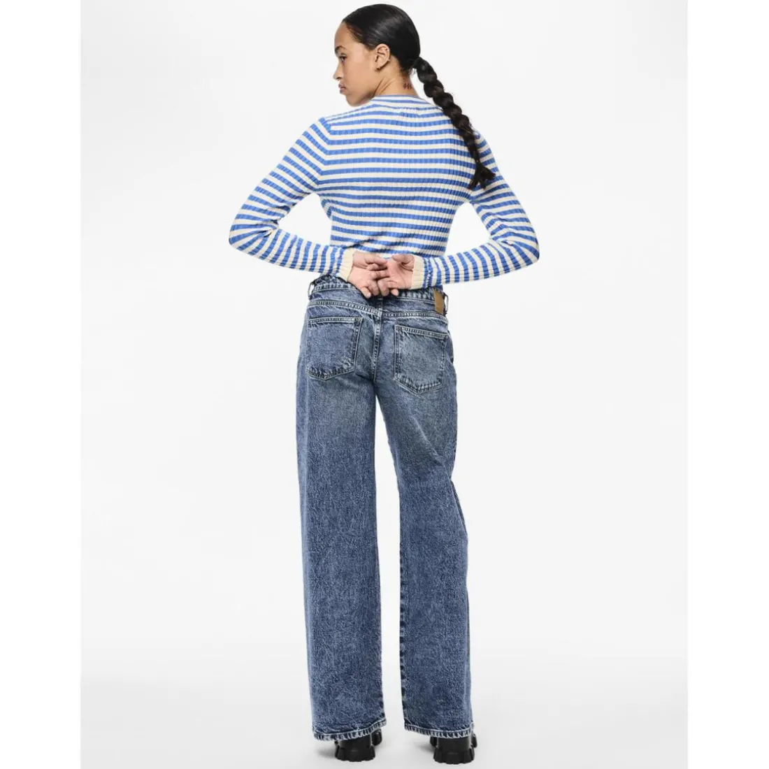 Jean ample taille basse en coton Selma bleu Luna