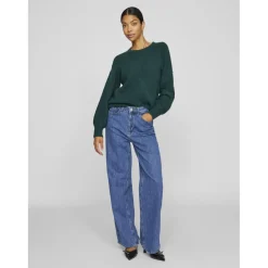 Jean ample taille haute Freya bleu en coton Sia