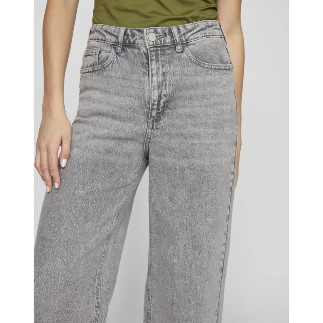 Jean ample taille haute Freya gris en coton Demi