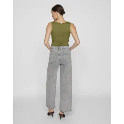Jean ample taille haute Freya gris en coton Demi