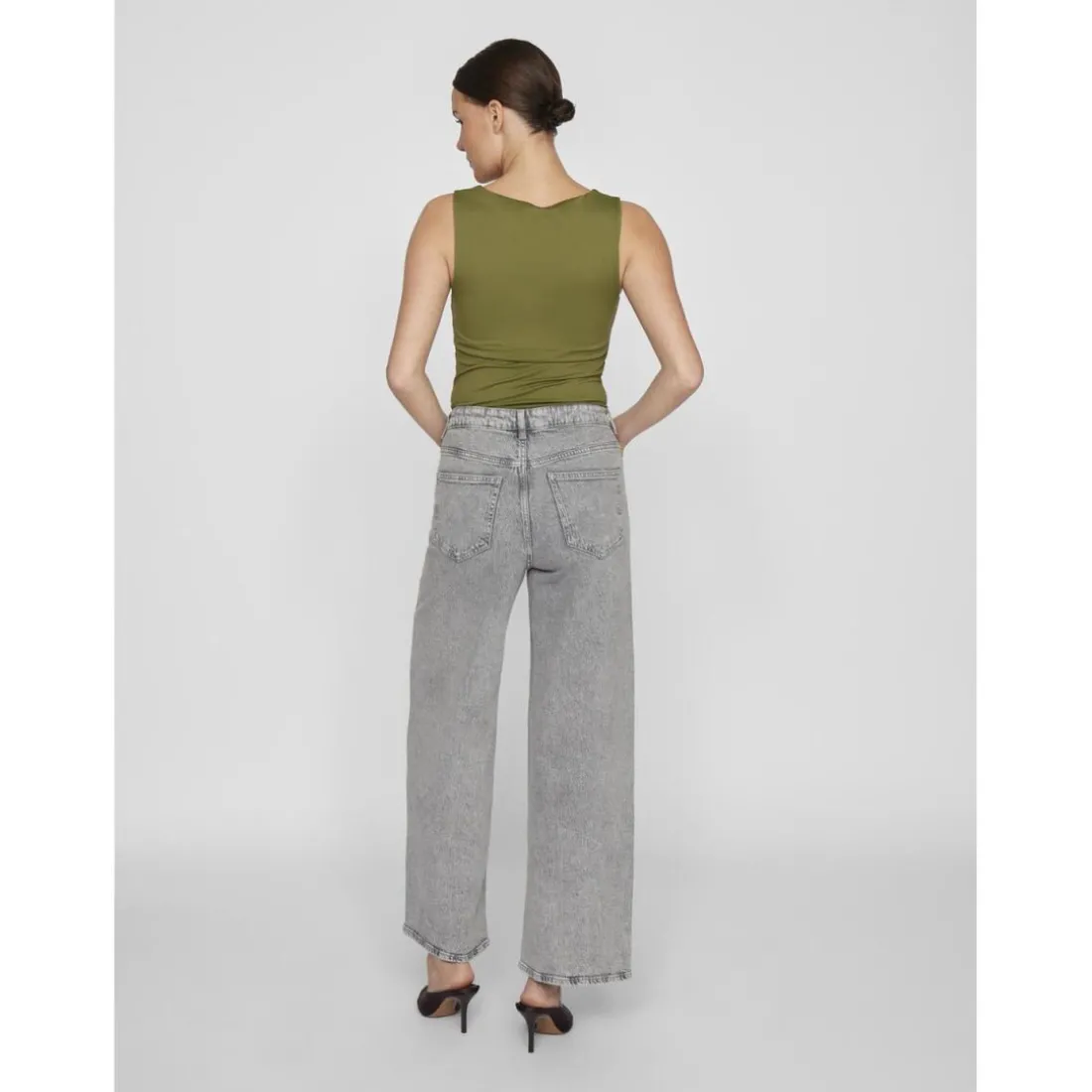 Jean ample taille haute Freya gris en coton Demi