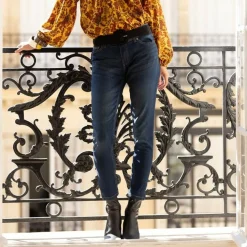 Jean bas zippés femme bleu en coton