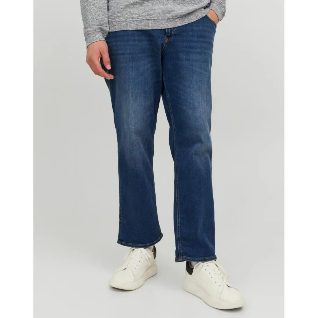 Jean coupe confort Tapered fit - Cropped Bleu en coton
