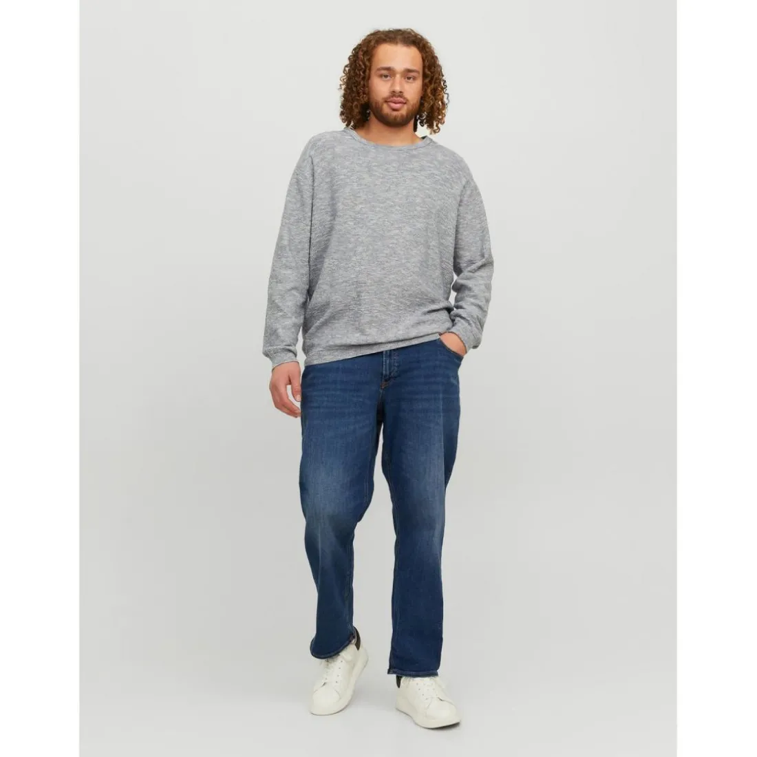 Jean coupe confort Tapered fit - Cropped Bleu en coton