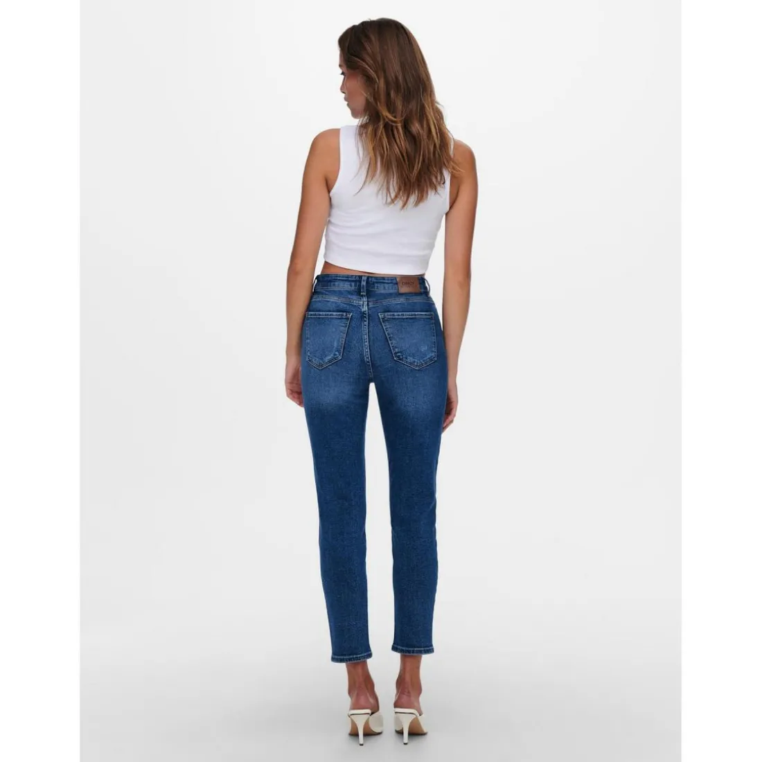 Jean coupe droite bleu en coton Daisy