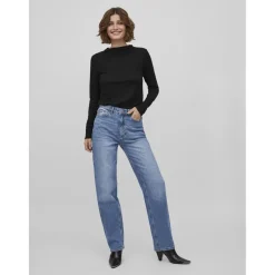 Jean coupe droite bleu en coton Willa
