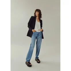 Jean coupe droite bleu en coton Willa