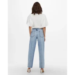 Jean coupe droite bleu en coton Lyra