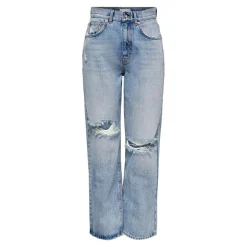 Jean coupe droite bleu en coton Lyra