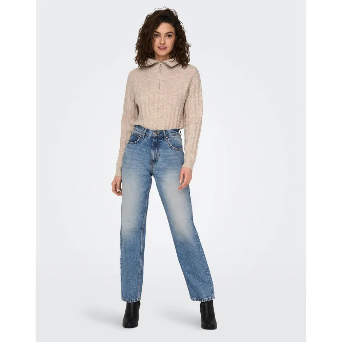 Jean coupe droite bleu en coton Yael