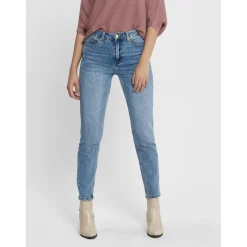 Jean coupe droite bleu en coton Lucie