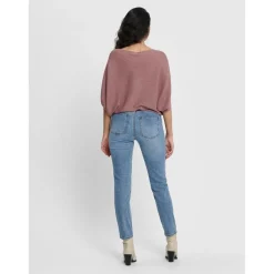 Jean coupe droite bleu en coton Lucie