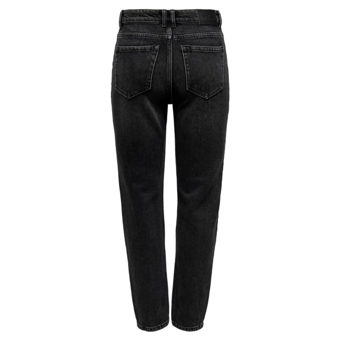 Jean coupe droite braguette zippée taille haute noir en coton Sara
