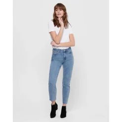 Jean coupe droite Court bleu en coton Liz