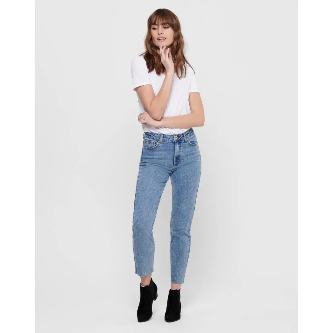 Jean coupe droite Court bleu en coton Liz
