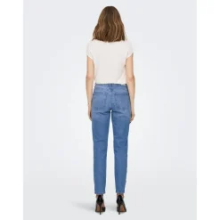 Jean coupe droite Longueur cheville bleu en coton Isla