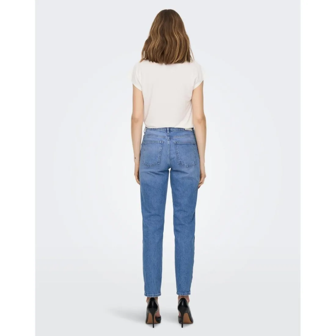 Jean coupe droite Longueur cheville bleu en coton Isla