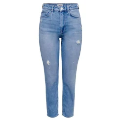 Jean coupe droite Longueur cheville bleu en coton Isla