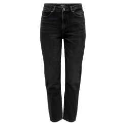 Jean coupe droite Longueur cheville noir en coton Lise