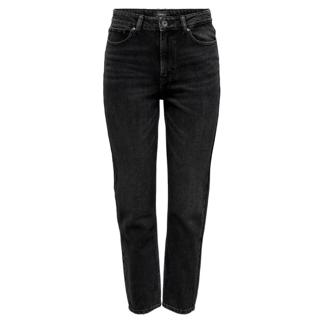 Jean coupe droite Longueur cheville noir en coton Lise