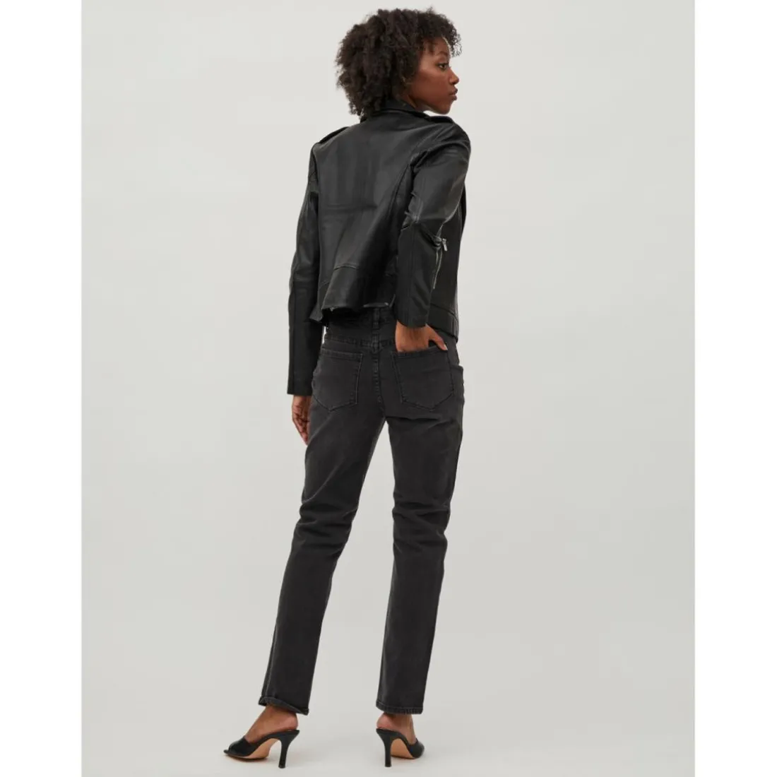 Jean coupe droite noir en coton Aria